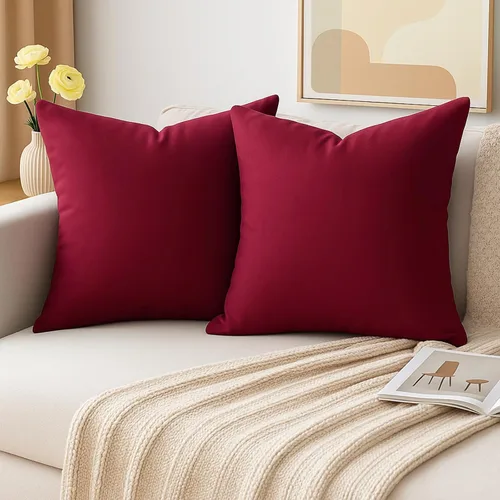 Miniatura 29 de Thmyo - Paquete de 2 fundas de almohada de algodón sólido decorativas cuadradas, fundas de almohada DIY, fundas de almohada en blanco