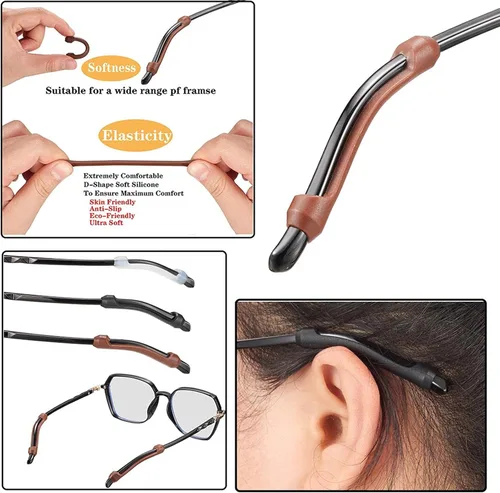Miniatura 3 de 34 retenedores de lentes de silicona, soportes para patillas para gafas, protectores antideslizantes, tapones para lentes que se mantienen en su