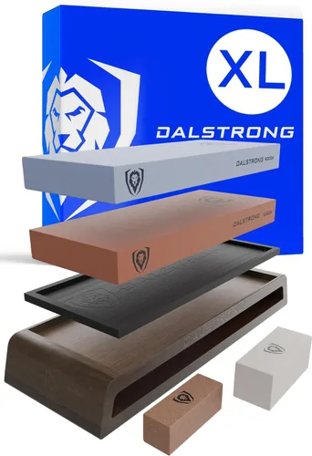 DALSTRONG Kit de piedra de afilar de alta calidad - Kit de afilado de cuchillos #1000/#6000 - Piedras de grano extra grandes - Corindón de grado