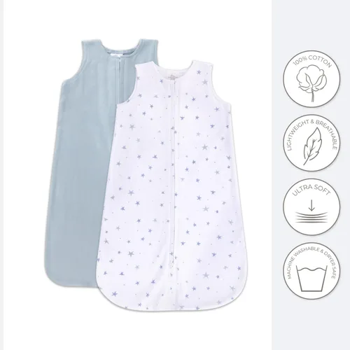 Miniatura 4 de Ely's & Co. Manta de algodón para bebé, saco de dormir de algodón 0-3,3-6, 6-12, 12-18 meses, juego de 2 unidades para bebé niño y niña, rosa, azul