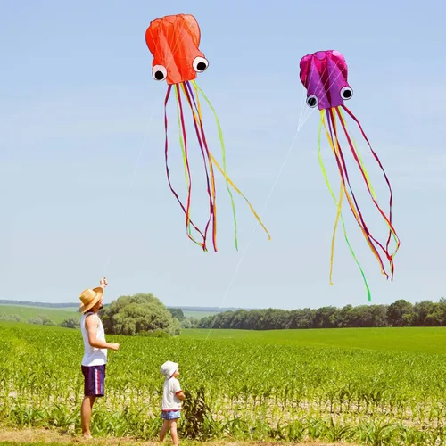 Miniatura 6 de Hengda Kite Soft Octopus Kite Series, Beautiful Kite with Long Colorful Tail for Kids and Adults, Easy to Fly Beach Kites, Excellent Outdoor