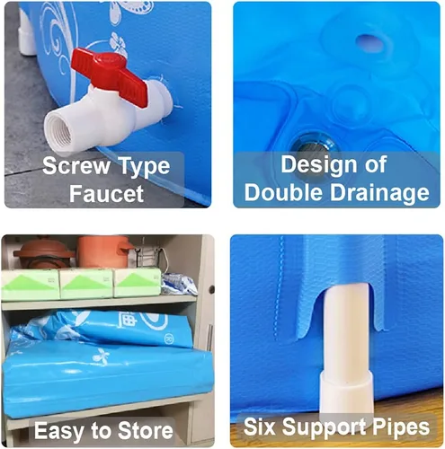 Miniatura 5 de Bañera de plástico portátil, 28 x 28 pulgadas, bañera de baño de hielo no inflable, bañera de hidromasaje plegable para adultos, espuma térmica