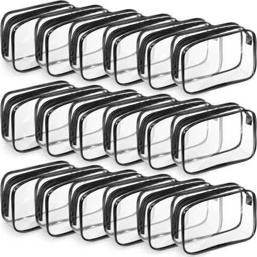 Miniatura 11 de Saintrygo Paquete de 18 bolsas de maquillaje transparentes de 7 x 5 de PVC, bolsas de plástico con cremallera, artículos de tocador portátiles