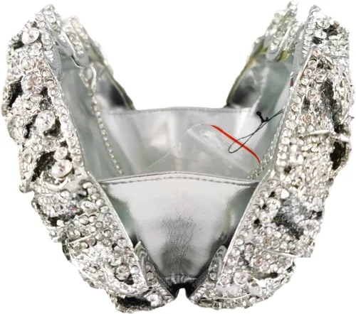 Miniatura 5 de Boutique De FGG Deslumbrantes bolsos de noche de flores para mujer, bolsos formales de fiesta con diamantes de imitación, bolso de mano de cristal