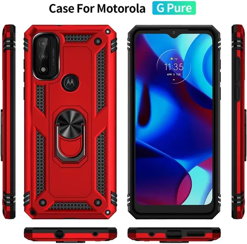 Miniatura 5 de Androgate Funda para Moto G Pure, Motorola Moto G Power 2022/Moto G Play 2023 con protector de pantalla HD, soporte de anillo de grado militar