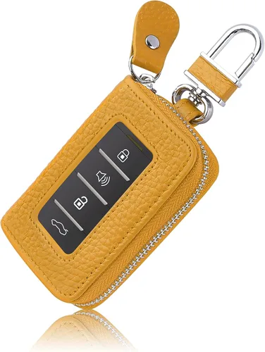 Miniatura 10 de Funda para Llavero de Coche para Reemplazar Funda Antigua, Funda para Llave de Coche de Cuero Genuino con Anillo para Llaves y Llavero (Negro)