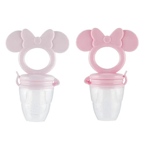 Disney Mordedor Mickey y Minnie con alimentador de frutas, diseño seguro y duradero para calmar los dolores de dentición de tu bebé