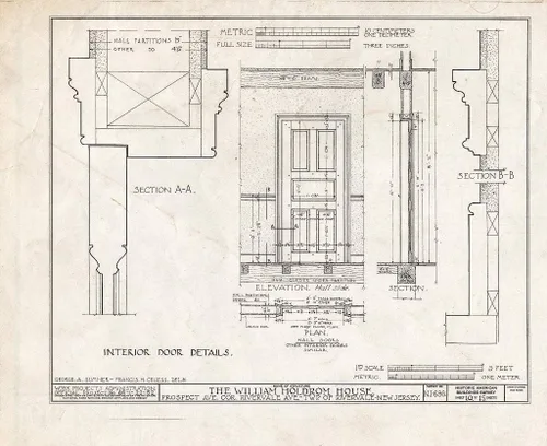 Historic Pictoric : Blueprint HABS NJ,2-TAPO.V,1- (Sheet 10 of 15) - William Holdrom House, Prospect & Rivervale Avenues, Old Tappan, Bergen County,