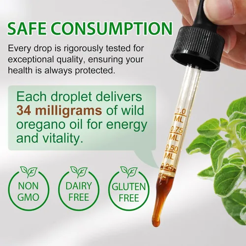 Miniatura 4 de Paquete de 2 gotas líquidas de aceite de orégano orgánico, suplemento de hierbas naturales con aceite de gotas de orégano, inmune, apoyo digestivo