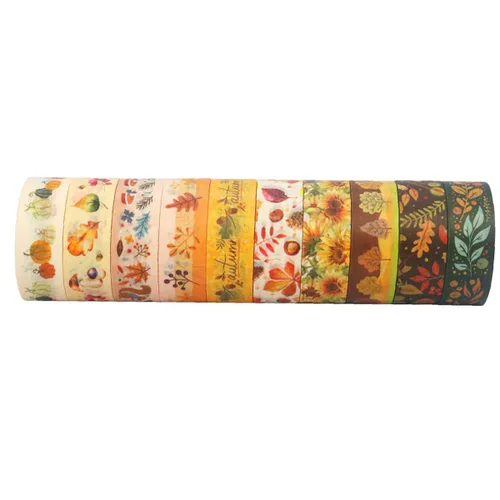 Miniatura 2 de Juego de 10 rollos de cinta washi de otoño, hojas de otoño, calabaza, girasol, cinta decorativa para diario de viñetas, planificador, manualidades