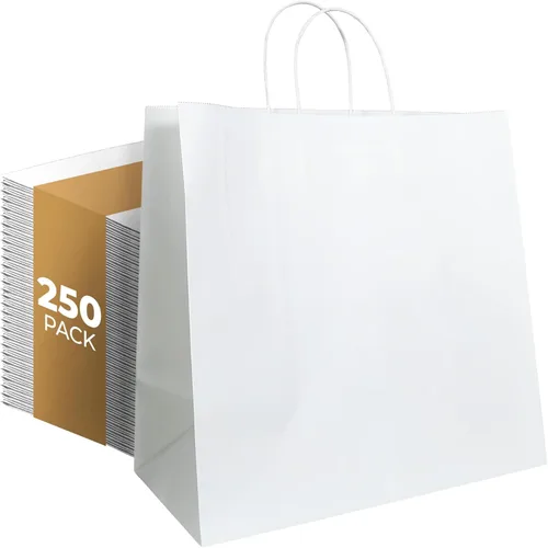 Miniatura 9 de PTP - 250 bolsas de mano para regalo, de papel, Kraft Perfectas para cumpleaños, bodas, vacaciones y toda ocasión Colores blanco o natural