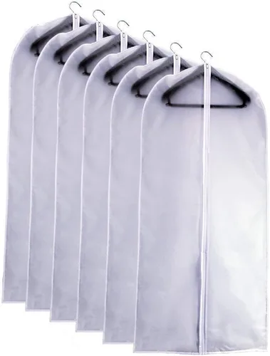 Miniatura 16 de Bolsas transparentes para colgar ropa, 40 pulgadas (juego de 6), bolsas de traje para almacenamiento en armario, bolsas de plástico a prueba