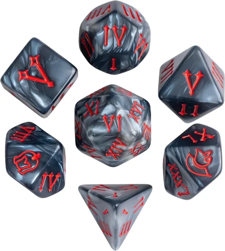 Miniatura 39 de Juego de dados DND de 7 dados poliédricos con una bolsa de dados de cuero, juego de dados D&D para juegos de mesa RPG (negro)