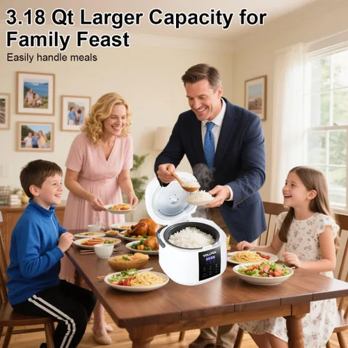 Miniatura 5 de Olla arrocera de 3 L para 12 tazas (cocidas), mini olla arrocera digital, multicocina 6 en 1 para granos, opciones preestablecidas