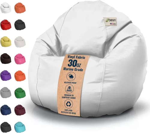 Miniatura 26 de Puf grande de vinilo marino – Puf impermeable para barcos y piscinas – con cuentas de poliestireno y silla rellena de espuma CertiPUR para adultos
