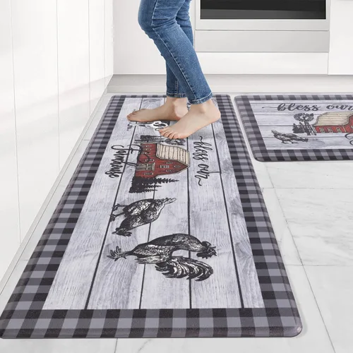 Miniatura 9 de Carvapet Alfombrillas de cocina 2 piezas, alfombras y tapetes antifatiga de manzanas de granja, antideslizantes, acolchados, para cocina, puerta
