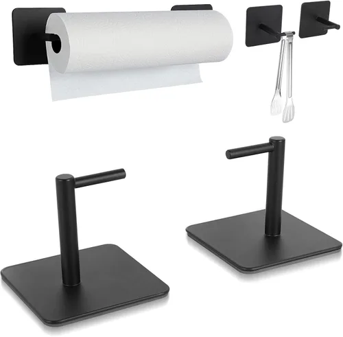 Portarrollos de papel negro con montaje magnético, barra de papel con fuerte respaldo magnético - para cocina, refrigerador, parrilla, caja de