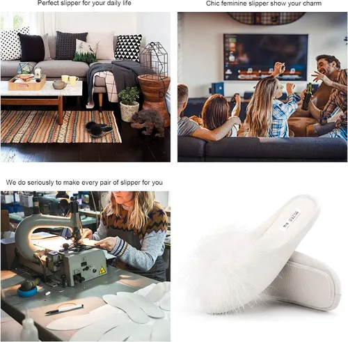 Miniatura 5 de BCTEX COLL - Pantuflas de terciopelo acogedoras para mujer, con espuma viscoelástica, mullida, suela antideslizante, para el hogar y el dormitorio