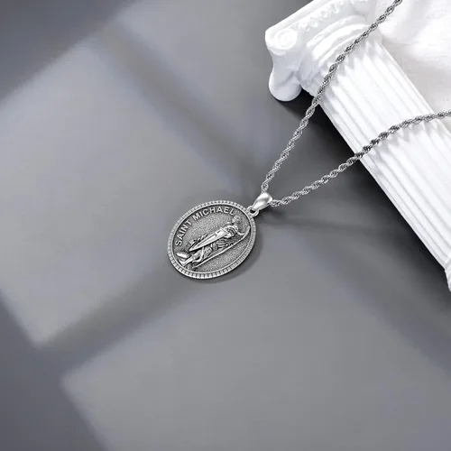 Miniatura 129 de CEKAMA - Collar de plata de ley 925 con dije de amuleto para hombres y mujeres, con cadena de 0.098 in, 22 pulgadas + 2 pulgadas