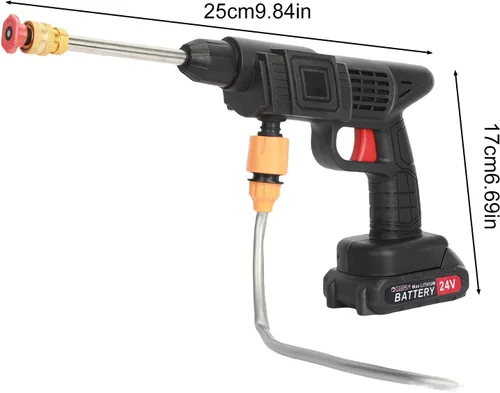 Miniatura 7 de Lavadora a presión inalámbrica, limpiador de energía portátil, pistola de lavado de coche de alta presión de mano, 2 baterías y cargador incluidos