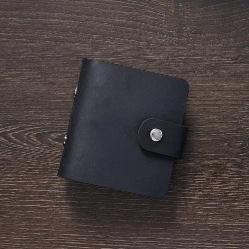 Miniatura 5 de Diario de cuero genuino A9, planificador de bolsillo de cuero negro hecho a mano, planificador de cuero vintage mini, 120 hojas, carpeta de hojas