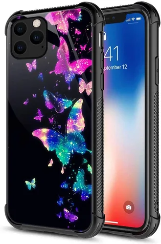 Miniatura 25 de ZHEGAILIAN Funda compatible con iPhone 12/12 Pro, funda de invasión de vaca alienígena OVNI, parte trasera de vidrio templado + funda protectora