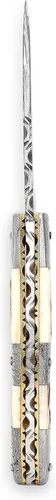 Miniatura 7 de Cuchillo de bolsillo de Damasco hecho a mano - Hermoso cuchillo plegable