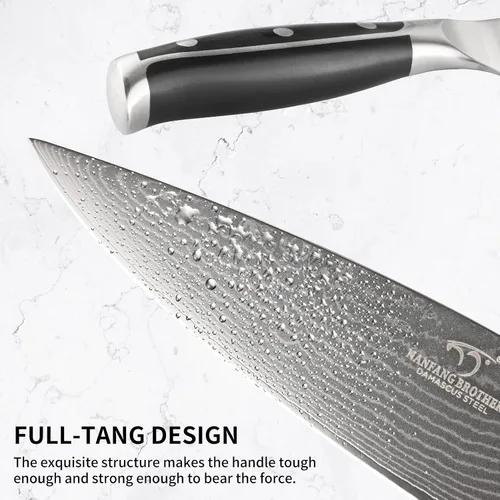 Miniatura 5 de NANFANG BROTHERS Juego de cuchillos para cocina con bloque, juego de cuchillos de cocina de Damasco con bloque, mango ergonómico ABS para juego