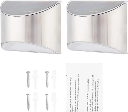 Miniatura 2 de Keenso Luces solares de seguridad de acero inoxidable, elegante lámpara de pared para exteriores, lámpara de pared LightControl con 4 LED, IP55