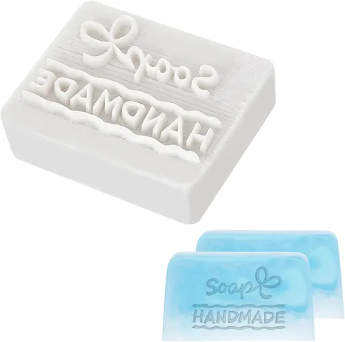 CRASPIRE Sello de jabón hecho a mano de resina blanca con patrón de palabras, sello de jabón en relieve para galletas de arcilla, gomitas de