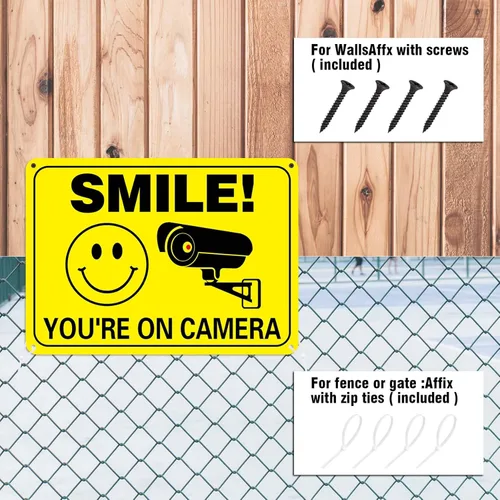 Miniatura 4 de Letrero de video vigilancia de aluminio libre de óxido, letreros de seguridad para exteriores, 10 x 7 pulgadas, impresión UV, señal de advertencia