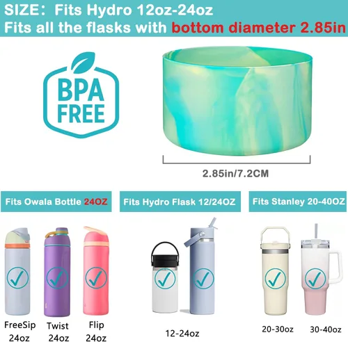 Miniatura 2 de HEYSKAY Protective Flask - Bota de silicona de 12 a 40 onzas para botella de agua Hydro Flask, y compatible con Stanley Tumbler, Yeti, Simple Mezcla