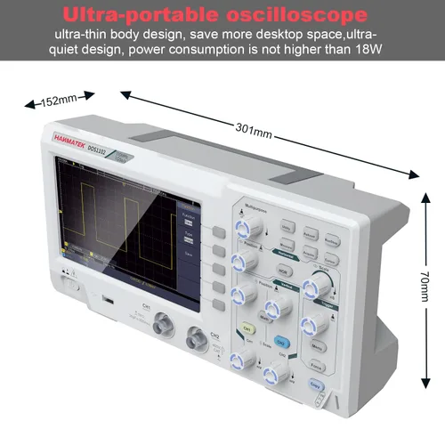 Miniatura 3 de HANMATEK DOS1102 - Osciloscopio digital con 110 MHz de ancho de banda, 2 canales y pantalla de 7 pulgadas / 18 cm, pantalla TFT-LCD, kit