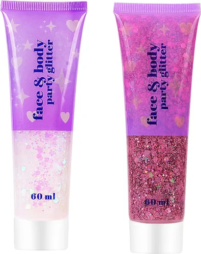 Brillantina gruesa y fina mezclada con gel para cantantes, conciertos, rave, fiesta, maquillaje, secado rápido y de larga duración, lentejuelas