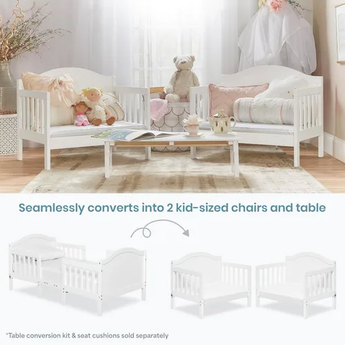 Miniatura 7 de Dream On Me Portland - Cama convertible 3 en 1 para niños pequeños con rieles de seguridad en blanco, certificada por Baby Safety Alliance