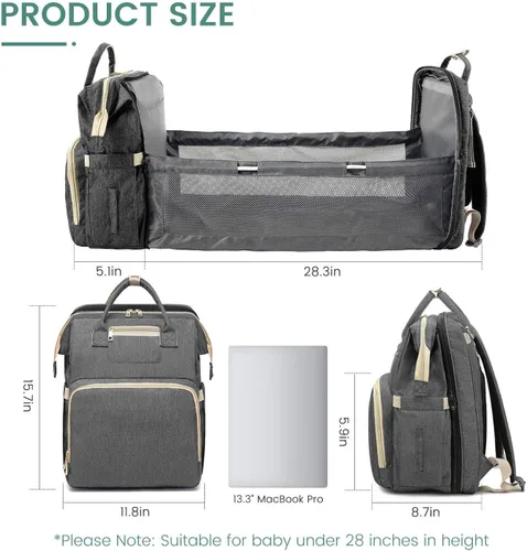 Miniatura 7 de HOTBEST Mochila para pañales, bolsas de pañales, bolsa de artículos esenciales de viaje impermeable multifunción, Negro B, Mochila para pañales