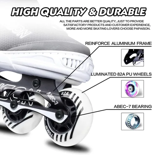 Miniatura 4 de PAPAISON Patines en línea ajustables para niños y adultos con ruedas completamente iluminadas, patines de ruedas para exteriores para niñas y niños