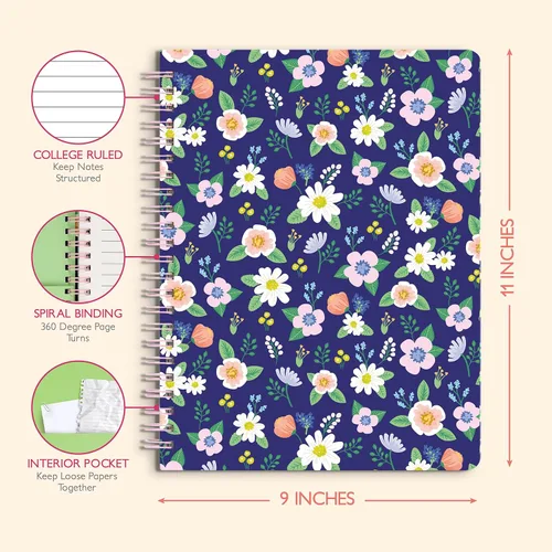 Miniatura 2 de Sweetzer & Orange S&O - Lindos cuadernos en espiral con rayas universitarias con bolsillos, cuaderno de tapa dura para mujer, bonitos cuadernos