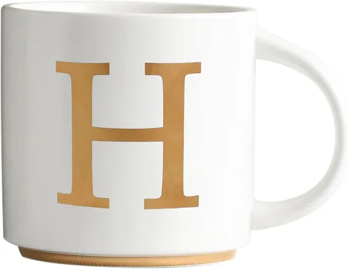 Miniatura 18 de COLLECTIVE HOME - Tazas de cerámica con monograma, tazas de café con inicial dorada de 15 onzas, elegantes tazas de té del alfabeto, elegante taza p