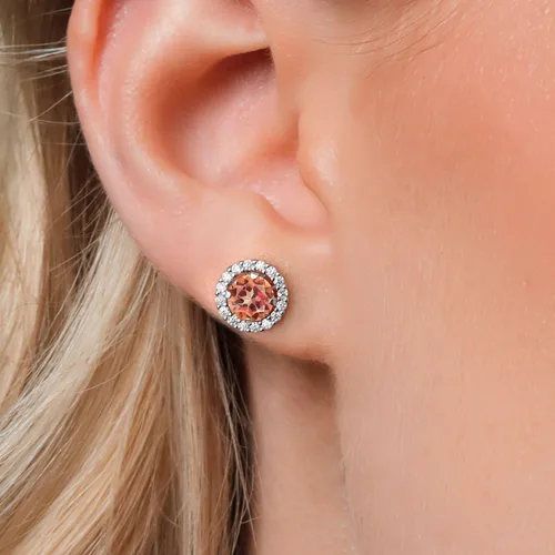 Miniatura 163 de Gem Stone King Aretes redondos de plata de ley 925 de 0.236 in con piedra natal extraíble para mujer