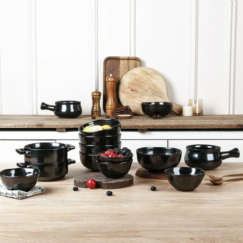 Miniatura 7 de vicrays Juego de cuencos de cerámica para cereales, juego de cuencos de ensalada de sopa de porcelana de 26 onzas, juego de cuencos de arroz