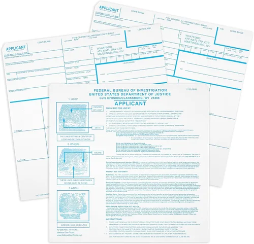 Miniatura 2 de National Gun Trusts - Fabricado en Estados Unidos - Tarjetas de huellas dactilares FD-258 2026, paquete de 3 - Versión 11-1-20 (ATF ORI)