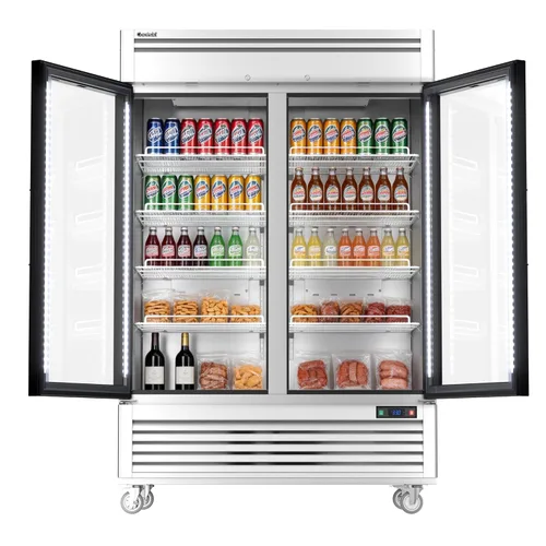 Miniatura 11 de Coolski Congelador comercial con puerta de vidrio individual, 21.8 pies cúbicos congelador vertical para helados y alimentos congelados, estantes