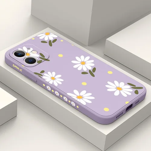Miniatura 23 de LEECG Funda para iPhone 12 Mini, diseño creativo con estampado floral, funda antiarañazos de microfibra suave, funda de silicona líquida para Negro