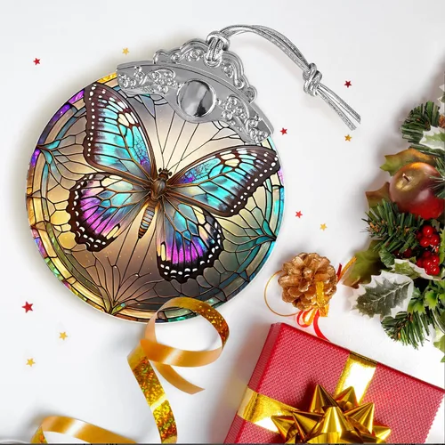Miniatura 7 de Jocidea Adorno de mariposa atrapasoles de vidrieras para Navidad, vacaciones, decoración de árbol, decoración del hogar y regalos