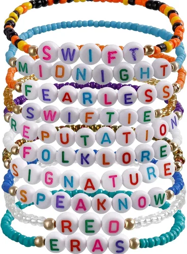 Pulseras Eras Tour, inspira pulseras a juego con Taylor Fearless, Reputation, 1989 y Lover Albums Pulseras de amistad coloridas para Taylover