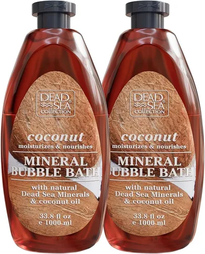 Dead Sea Collection Baño de burbujas con coco para mujeres y hombres, aceite de coco y minerales puros del mar muerto, piel nutritiva e hidratante,