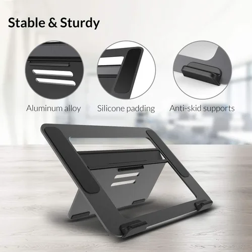 Miniatura 6 de Avantree YS104 - Soporte de refrigeración ajustable de aluminio para computadora portátil, soporte portátil para iPad, tableta y libro, elevador