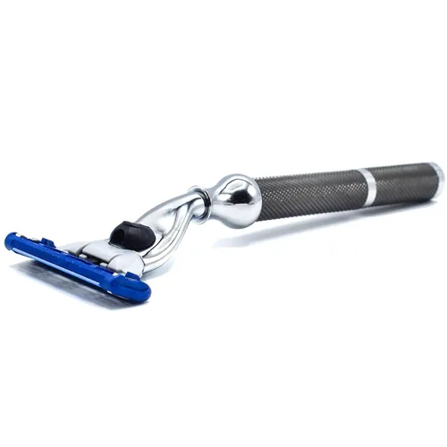 Miniatura 4 de Parker - Maquinilla de afeitar de metal 42M en gris grafito, compatible con 3 cuchillas Mach - Acepta todos los repuestos de cartuchos Gillette®