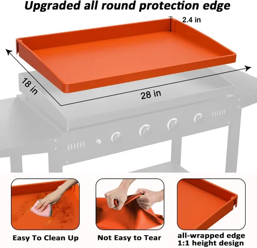 Miniatura 5 de Funda de silicona para parrilla Blackstone de 28 pulgadas Tapete protector de cobertura completa Resistente de grado alimenticio Previene